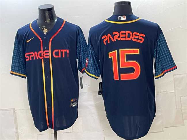 Mens Houston Astros #15 Isaac Paredes Navy City Connect Cool Base Stitched Jersey->houston astros->MLB Jersey