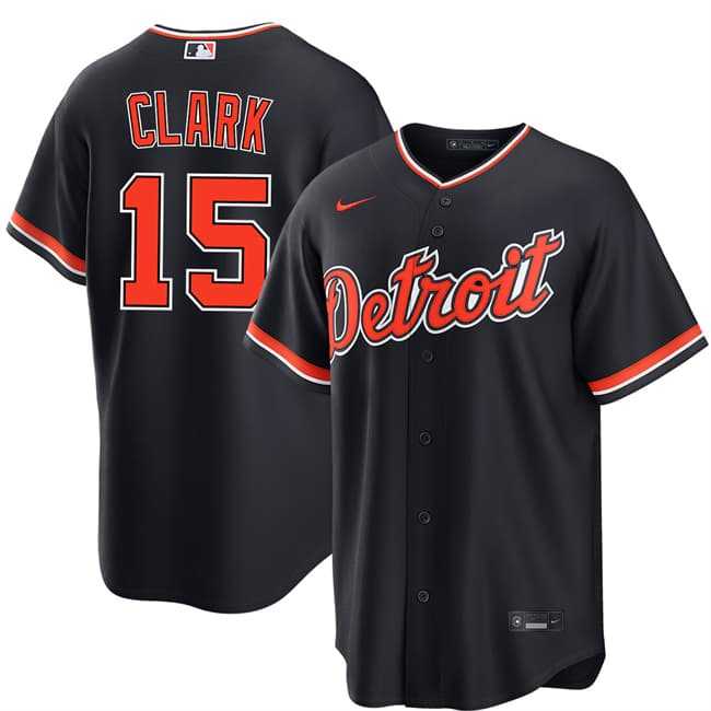 Mens Detroit Tigers #15 Max Clark Navy Alternate Stitched Jersey Dzhi->detroit tigers->MLB Jersey
