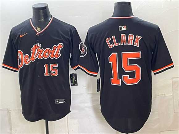 Mens Detroit Tigers #15 Max Clark Black Alternate 2026 Cool Base Stitched Jersey->detroit tigers->MLB Jersey
