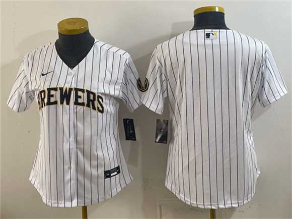 Womens Milwaukee Brewers Blank White Cool Base Stitched Jersey(Run Small)->mlb womens jerseys->MLB Jersey