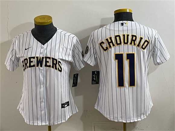 Womens Milwaukee Brewers #11 Jackson Chourio White Cool Base Stitched Jersey(Run Small)->mlb womens jerseys->MLB Jersey