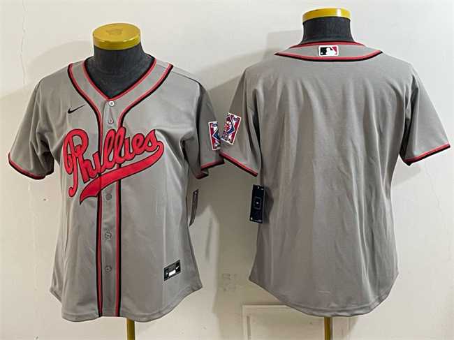 Womens Philadelphia Phillies Blank Gray 2026 Field of Dreams Stadium Stitched Jersey(Run Small)->mlb womens jerseys->MLB Jersey