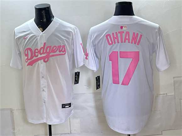 Men%27s Los Angeles Dodgers #17 Shohei Ohtani White Pink Vapor Limited Stitched Jersey->houston astros->MLB Jersey
