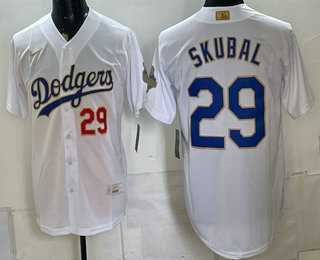 Mens Los Angeles Dodgers #29 Tarik Skubal White 2026 Gold Collection Stadium Jersey->los angeles dodgers->MLB Jersey