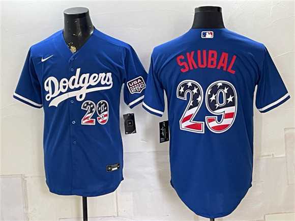 Mens Los Angeles Dodgers #29 Tarik Skubal Royal USA 250 Fourth of July Home Stitched Jersey Dzhi->los angeles dodgers->MLB Jersey
