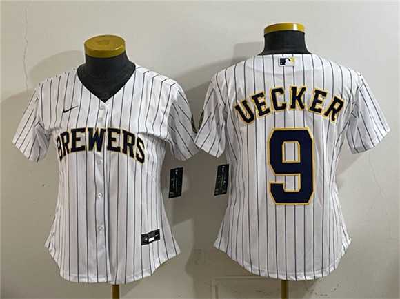 Youth Milwaukee Brewers #9 Bob Uecker White Cool Base Stitched Jersey->mlb womens jerseys->MLB Jersey