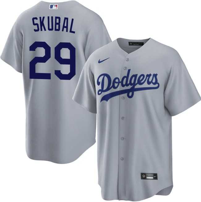 Men%27s Los Angeles Dodgers #29 Tarik Skubal Gray Cool Base Stitched Jersey->los angeles dodgers->MLB Jersey
