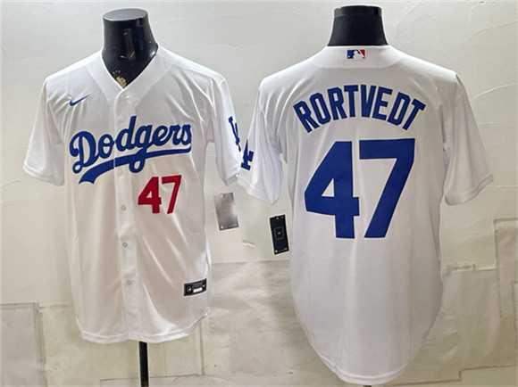 Mens Los Angeles Dodgers #47 Ben Rortvedt White Home Cool Base Stitched Jersey->los angeles dodgers->MLB Jersey