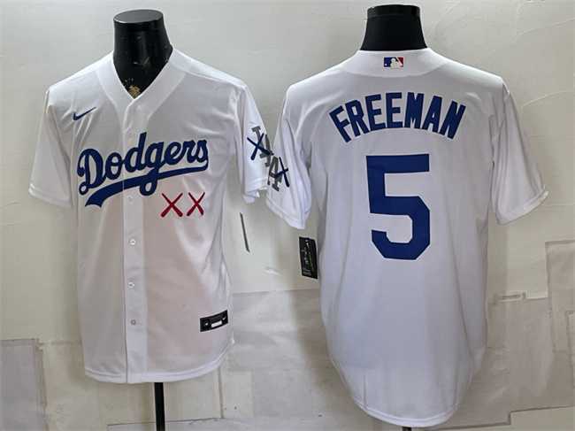 Mens Los Angeles Dodgers x KAWS #5 Freddie Freeman White Vapor Premier Limited Stitched Jersey->los angeles dodgers->MLB Jersey