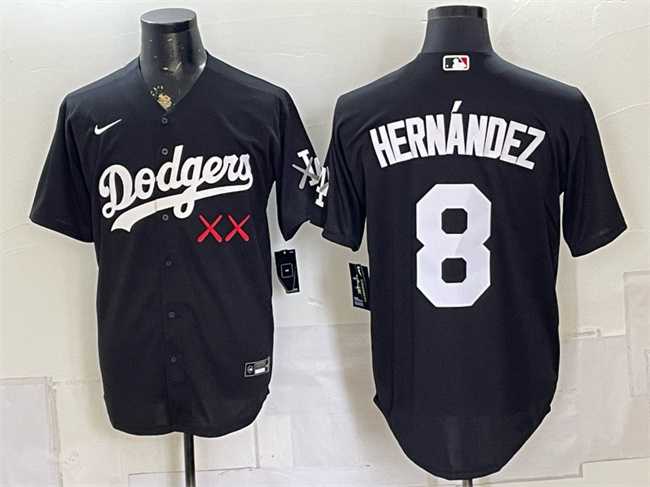Mens Los Angeles Dodgers x KAWS #8 Enrique Hernandez Black Vapor Premier Limited Stitched Jersey->los angeles dodgers->MLB Jersey