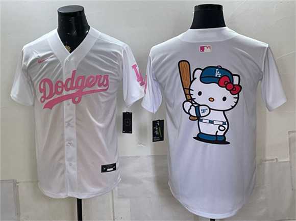 Mens Los Angeles Dodgers Hello Kitty White Pink Vapor Limited Stitched Jersey Dzhi->los angeles dodgers->MLB Jersey