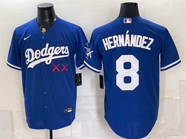 Mens Los Angeles Dodgers x KAWS #8 Enrique Hernandez Royal Vapor Premier Limited Stitched Jersey->los angeles dodgers->MLB Jersey