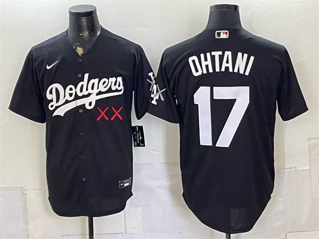 Mens Los Angeles Dodgers x KAWS #17 Shohei Ohtani Black Vapor Premier Limited Stitched Jersey->los angeles dodgers->MLB Jersey