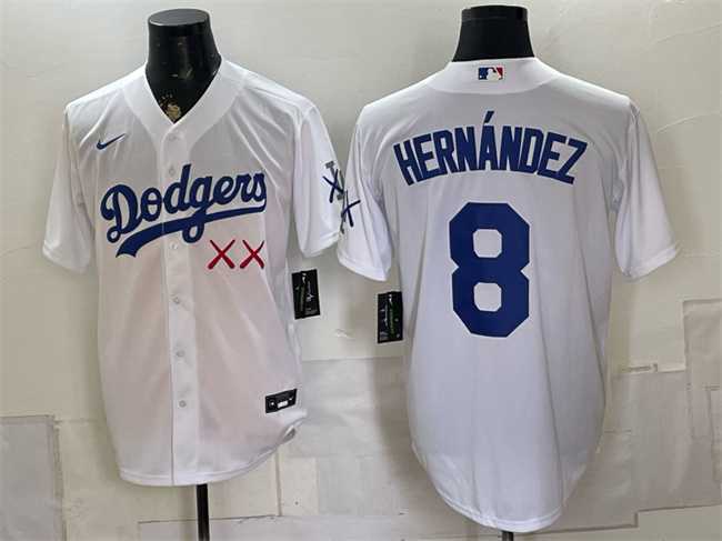 Mens Los Angeles Dodgers x KAWS #8 Enrique Hernandez White Vapor Premier Limited Stitched Jersey->los angeles dodgers->MLB Jersey