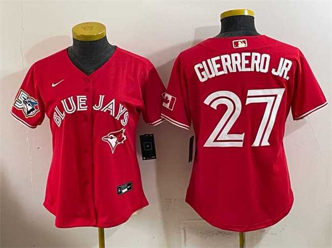 Youth Toronto Blue Jays #27 Vladimir Guerrero Jr. Red 50 Seasons Patch Stitched Jersey->mlb youth jerseys->MLB Jersey