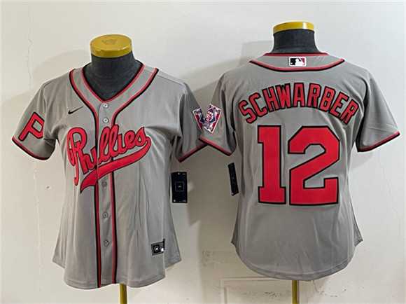 Youth Philadelphia Phillies #12 Kyle Schwarber Gray 2026 Field of Dreams Stadium Stitched Jersey->mlb youth jerseys->MLB Jersey