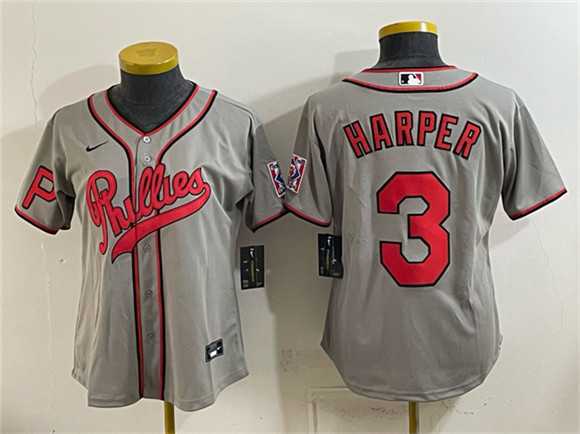 Youth Philadelphia Phillies #3 Bryce Harper Gray 2026 Field of Dreams Stadium Stitched Jersey->mlb youth jerseys->MLB Jersey