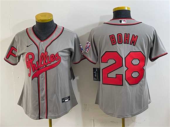 Youth Philadelphia Phillies #28 Alec Bohm Gray 2026 Field of Dreams Stadium Stitched Jersey->mlb youth jerseys->MLB Jersey