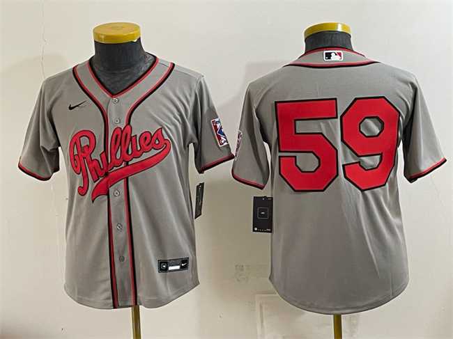 Youth Philadelphia Phillies #59 Jhoan Duran Gray 2026 Field of Dreams Stadium Stitched Jersey->mlb youth jerseys->MLB Jersey