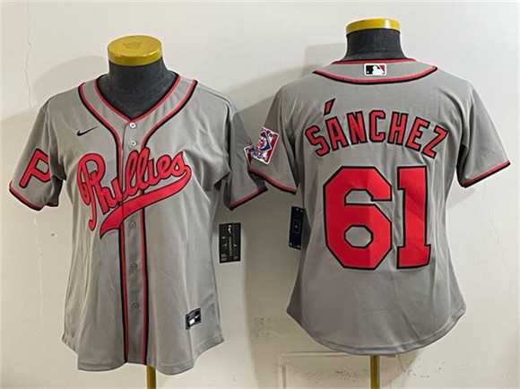 Youth Philadelphia Phillies #61 Cristopher Sanchez Gray 2026 Field of Dreams Stadium Stitched Jersey->mlb youth jerseys->MLB Jersey