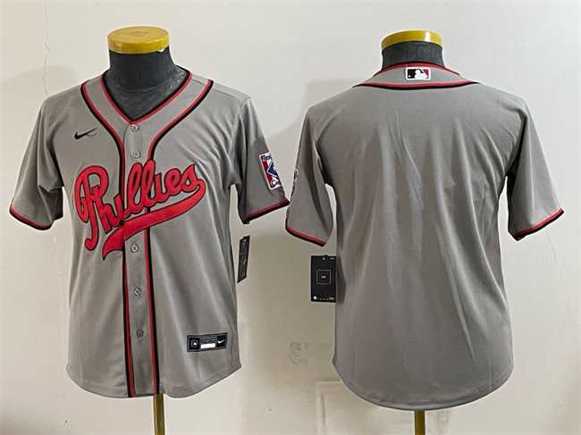 Youth Philadelphia Phillies Blank Gray 2026 Field of Dreams Stadium Stitched Jersey->mlb youth jerseys->MLB Jersey