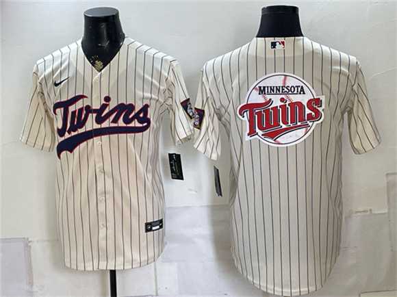 Mens Minnesota Twins Team Big Logo Cream 2026 Field of Dreams Stadium Stitched Jersey Dzhi->minnesota twins->MLB Jersey