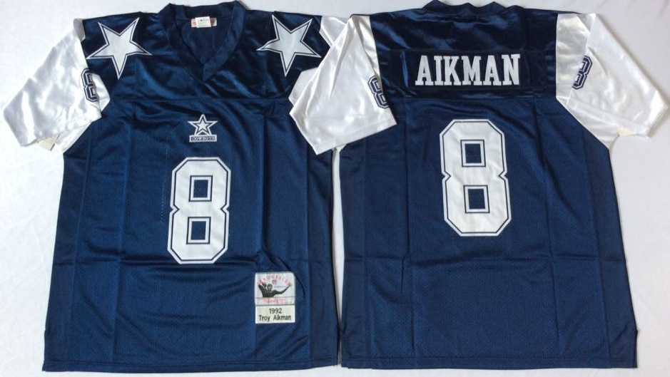Men%27s Dallas Cowboys #8 Troy Aikman Navy Thanksgiving Throwback Stitched Football Jersey->cleveland browns->NFL Jersey