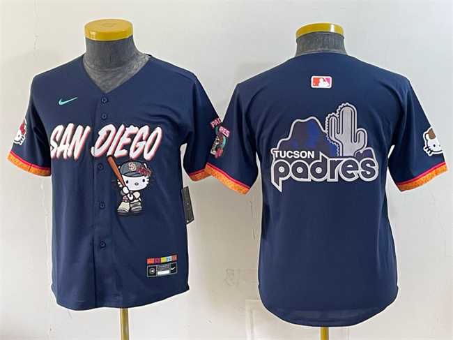 Youth San Diego Padres X Hello Kitty Team Big Logo Obsidian 2026 City Connect Stadium Stitched Baseball Jerseys->mlb youth jerseys->MLB Jersey