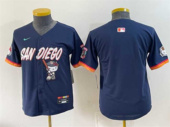 Youth San Diego Padres X Hello Kitty Blank Obsidian 2026 City Connect Stadium Stitched Jersey->mlb youth jerseys->MLB Jersey