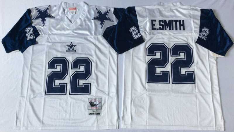 Men%27s Dallas Cowboys #22 Emmitt Smith White Throwback Stitched Football Jersey->dallas cowboys->NFL Jersey