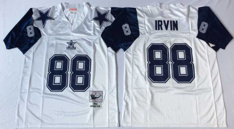 Men%27s Dallas Cowboys #88 Michael Irvin White Throwback Stitched Football Jersey->dallas cowboys->NFL Jersey