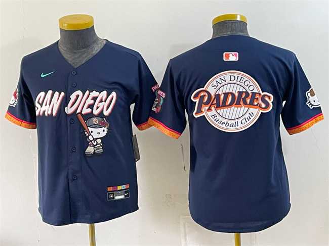 Youth San Diego Padres X Hello Kitty Team Big Logo Obsidian 2026 City Connect Stadium Stitched Baseball Jersey->mlb youth jerseys->MLB Jersey
