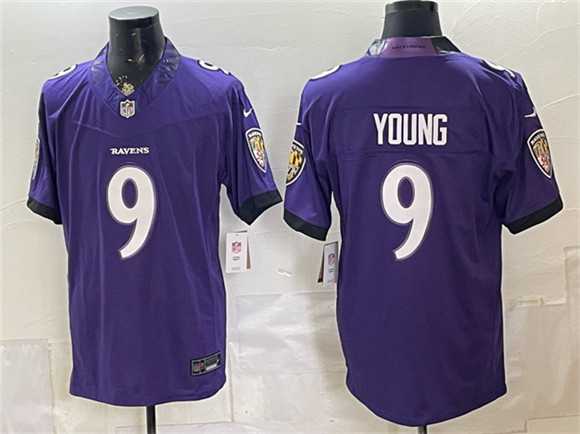 Men%27s Baltimore Ravens #9 Zion Young Purple 2026 F.U.S.E. Vapor Limited Stitched Jersey->atlanta falcons->NFL Jersey