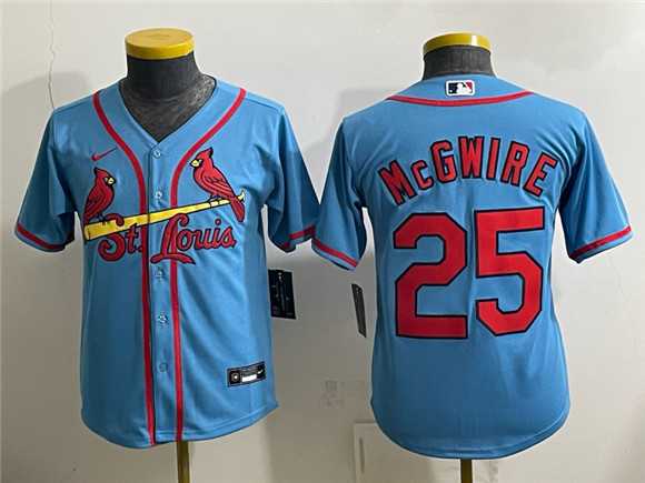 Youth St. Louis Cardinals #25 Mark McGwire Blue Cool Base Stitched Jersey->mlb youth jerseys->MLB Jersey