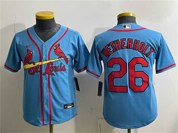 Youth St. Louis Cardinals #26 JJ Wetherholt Blue Cool Base Stitched Jersey->mlb youth jerseys->MLB Jersey
