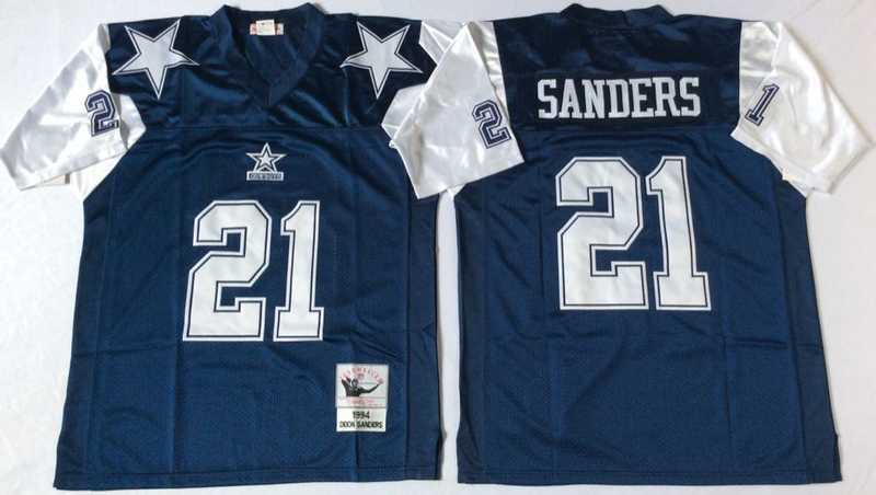Men%27s Dallas Cowboys #21 Deion Sanders Navy Thanksgiving Throwback Stitched Football Jersey->dallas cowboys->NFL Jersey