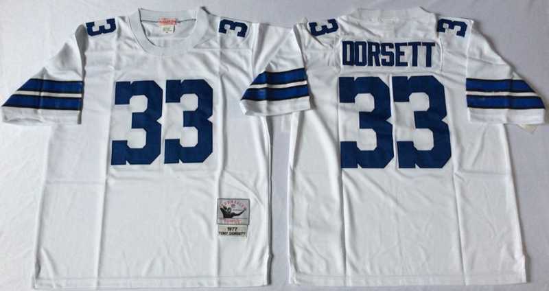 Men%27s Dallas Cowboys #33 Tony Dorsett White Throwback Stitched Football Jersey->dallas cowboys->NFL Jersey