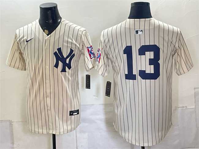 Mens New York Yankees #13 Jazz Chisholm Jr. Cream 2026 Field of Dreams Stadium Stitched Jersey->new york yankees->MLB Jersey