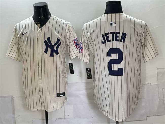 Men%27s New York Yankees #2 Derek Jeter Cream 2026 Field of Dreams Stadium Stitched Jersey1->new york yankees->MLB Jersey