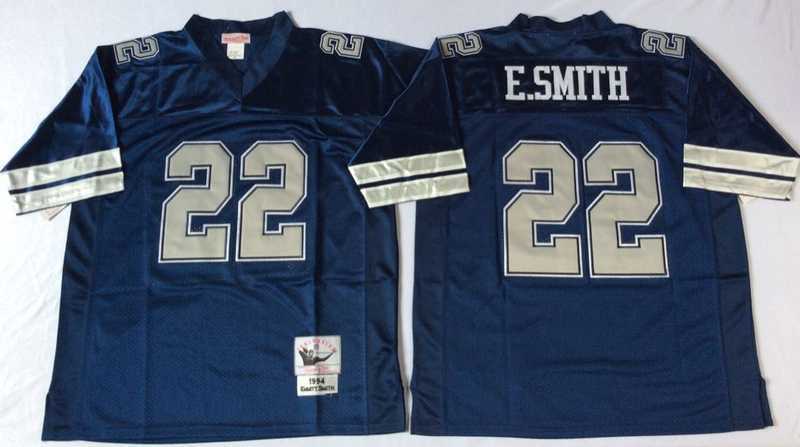 Men%27s Dallas Cowboys #22 Emmitt Smith Navy Throwback Stitched Football Jersey->dallas cowboys->NFL Jersey