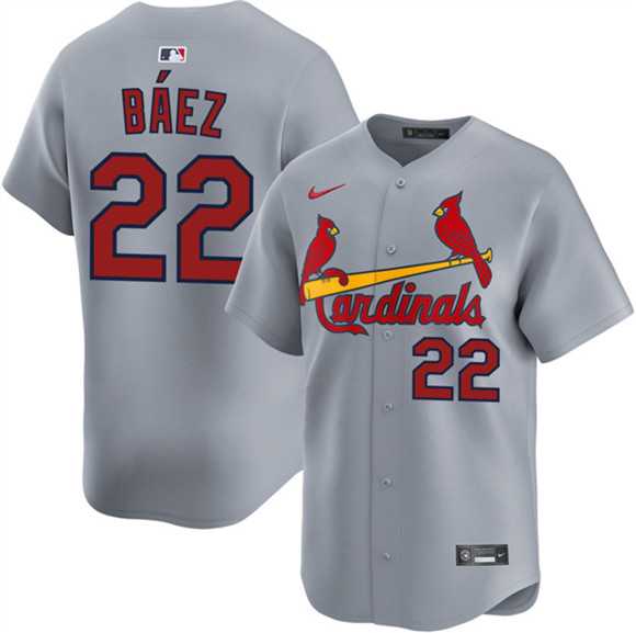 Mens St. Louis Cardinals #22 Joshua Baez Gray 2024 Away Limited Stitched Jersey Dzhi->st.louis cardinals->MLB Jersey