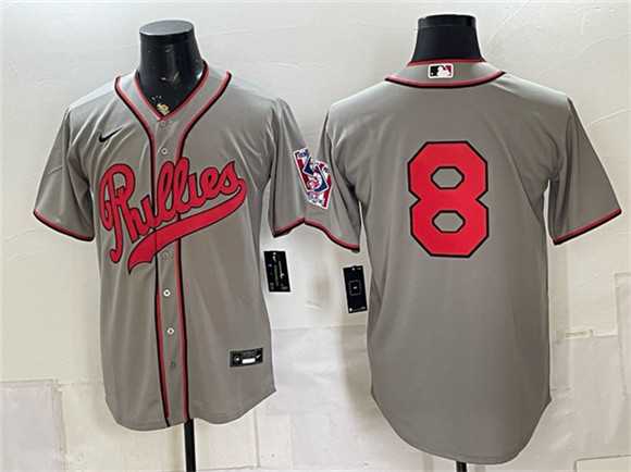 Mens Philadelphia Phillies #8 Nick Castellanos Gray 2026 Field of Dreams Stadium Stitched Jersey->philadelphia phillies->MLB Jersey