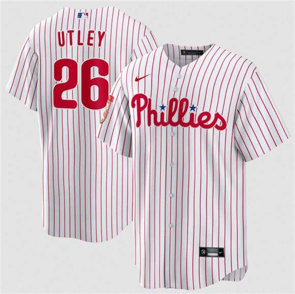 Mens Philadelphia Phillies #26 Chase Utley White 2026 Cool Base Stitched Jersey Dzhi->philadelphia phillies->MLB Jersey