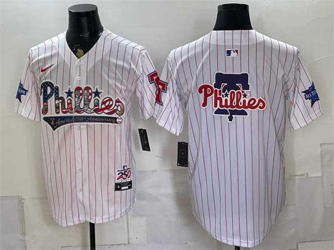 Men%27s Philadelphia Phillies Team Big Logo White 2026 All-Star & USA 250 Fourth of July Home Stitched Jersey Dzhi->st.louis cardinals->MLB Jersey