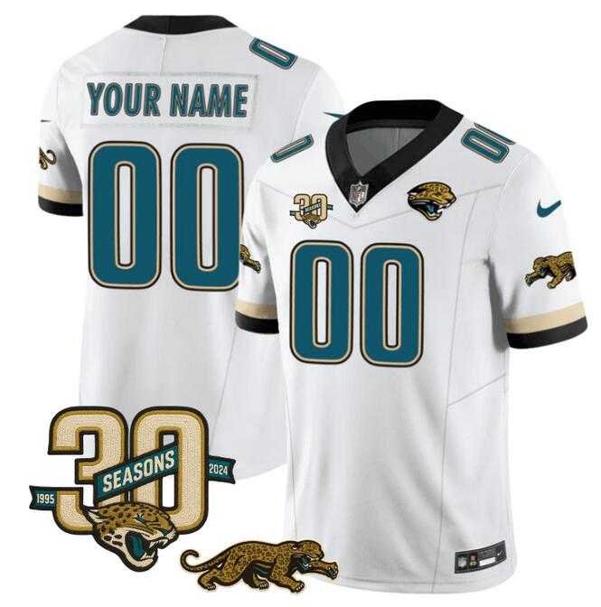 Men%27s Jacksonville Jaguars Active Player Custom White F.U.S.E. With 30th Seasons Patch Vapor Limited Stitched Jersey->customized nfl jersey->Custom Jersey