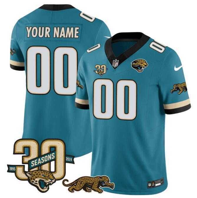 Men%27s Jacksonville Jaguars Active Player Custom Teal F.U.S.E With 30th Seasons Patch Vapor Limited Stitched Jersey->customized ncaa jersey->Custom Jersey