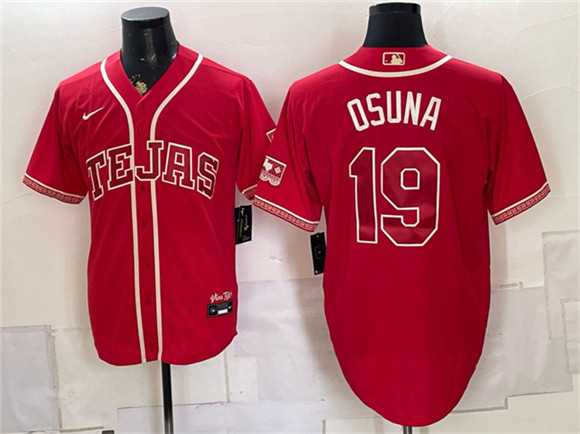 Men%27s Texas Rangers #19 Alejandro Osuna Red 2026 City Connect Stadium Stitched Jersey Dzhi->st.louis cardinals->MLB Jersey