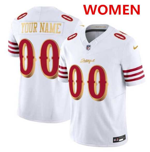 Women%27s San Francisco 49ers ACTIVE PLAYER Custom White Gold 2025 F.U.S.E. %27Rivalries%27 Vapor Limited Stitched Jersey->customized nfl jersey->Custom Jersey