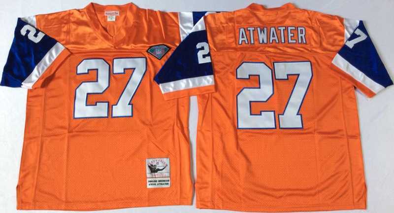 Men%27s Denver Broncos #27 Steve Atwater Orange Throwback Stitched Football Jersey->denver broncos->NFL Jersey