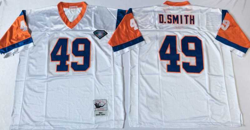 Men%27s Denver Broncos #49 Dennis Smith White Throwback Stitched Football Jersey->denver broncos->NFL Jersey
